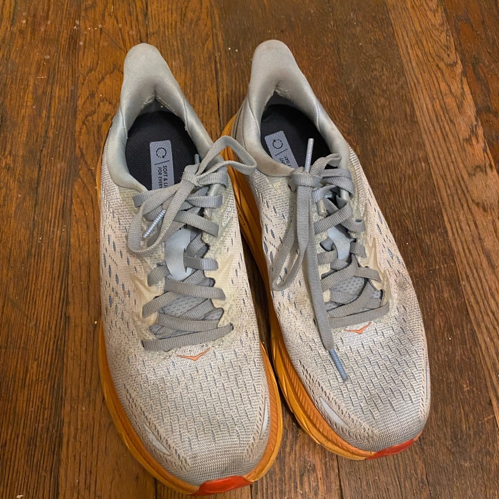 Hoka Clifton 8 Gray and Orange Women's Sneakers Size 6.5